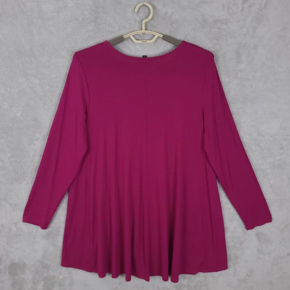 Eileen Fisher Shirt Womens Large Pink Viscose Stretch Tunic Top Made USA - Picture 3 of 12